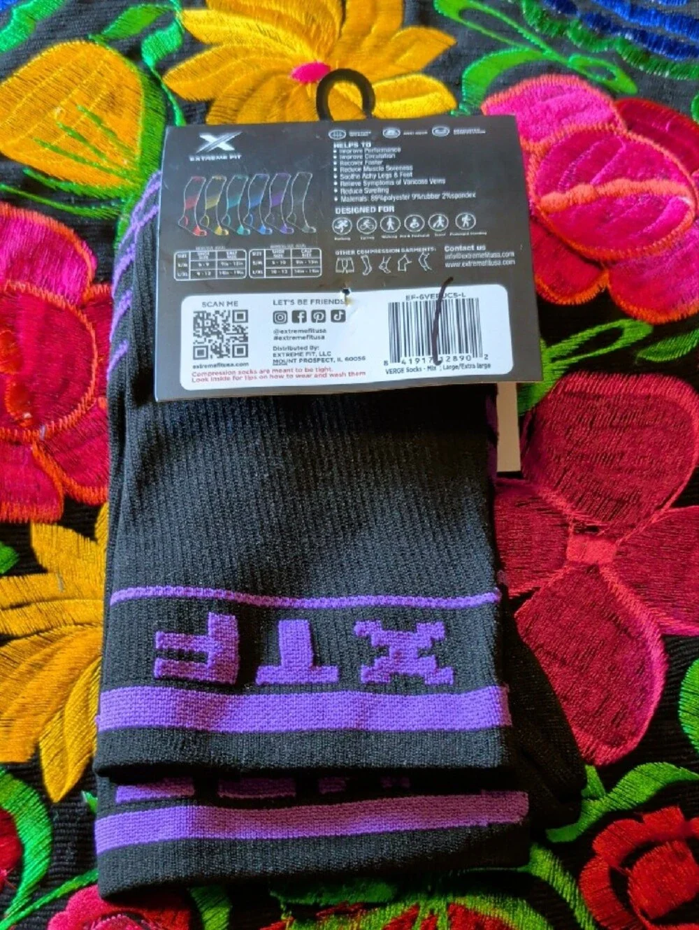 Men’s Black & Purple Graduated Compression Athletic Socks - L/XL
